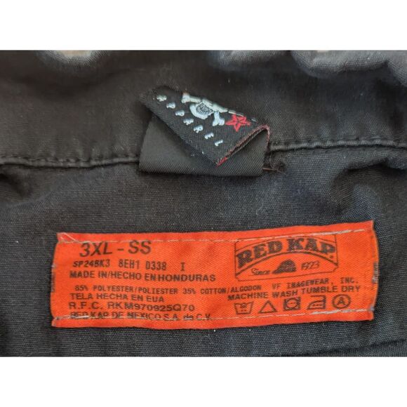 LUCKY 13 Red Kap Pinup Work Shirt 3XL Black Rockabilly Tattoo Garage Shirt - Picture 5 of 8
